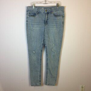 Seven7 Skinny Jeans Sz 16 Womans Tummyless High-Rise Distressed Light Wash Denim